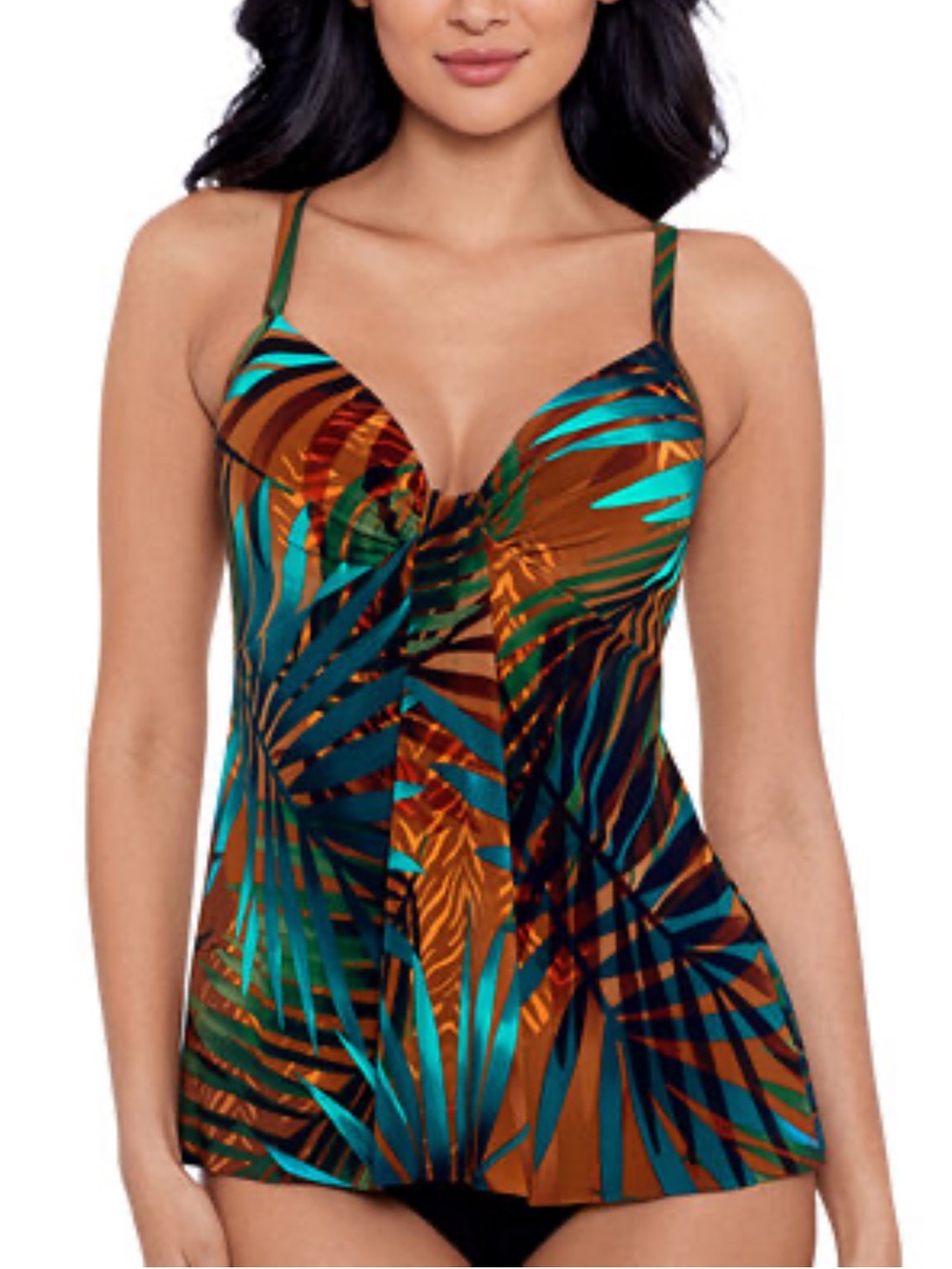 Miraclesuit Tamara Tigre Marina Tankini Swimsuit Top Size 8 NEW